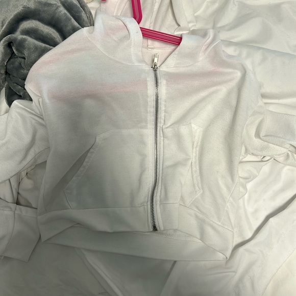 Aritzia Sweaters - aritzia cropped zip up, white, size small